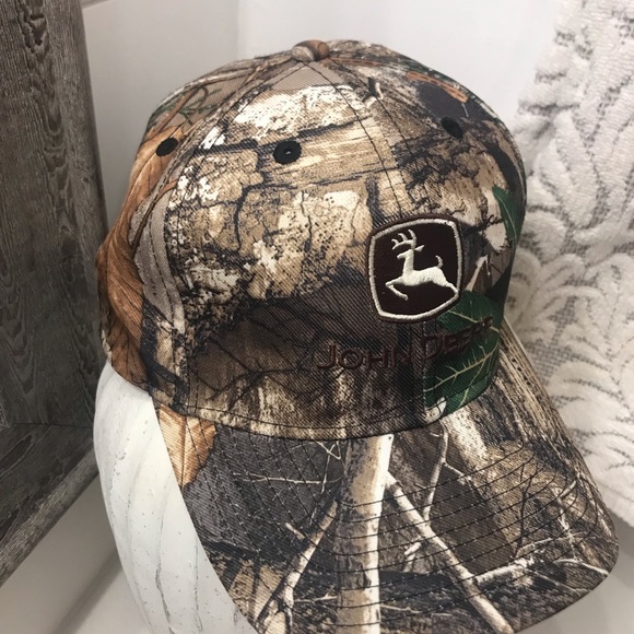 Realtree John Deere Camouflage Snap-back Hat Baseball Hunting Fishing Camp Cap - Picture 3 of 10